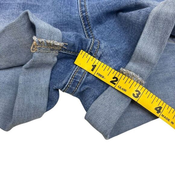 Encore Juniors Distressed Stretch Cuffed Denim Shortalls Mid Wash Blue Size 11 - Picture 10 of 15